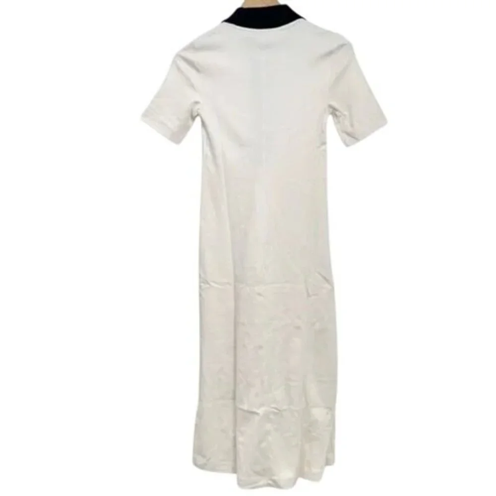 NWT AYR The Scout Dress Seashell Cream Navy Blue Midi Collar Pima Cotton XS S - Picture 4 of 6